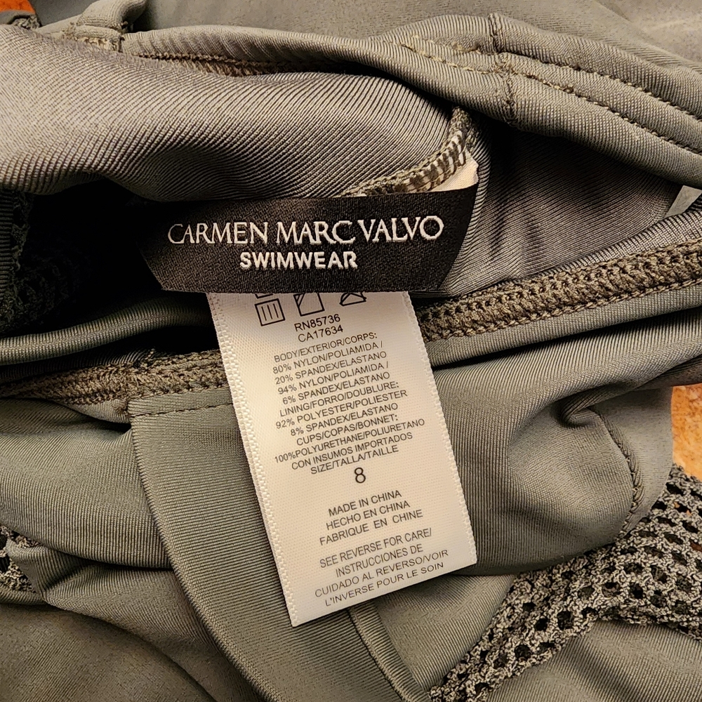 Carmen Marc Valvo Army GreenOne-Piece Swimsuit Size 8 NWOT - Picture 8 of 8